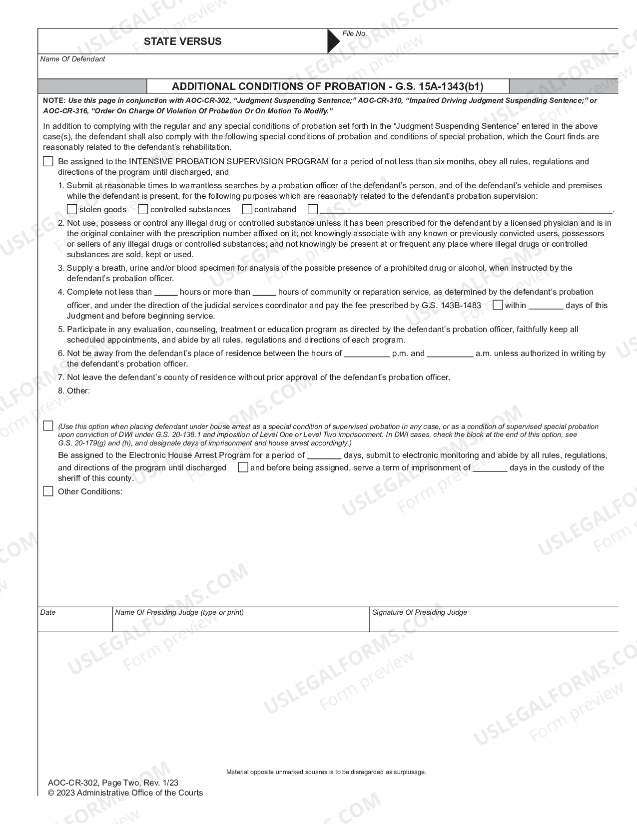 Preview Judgment Suspending Sentence and Commitment on Special Probation