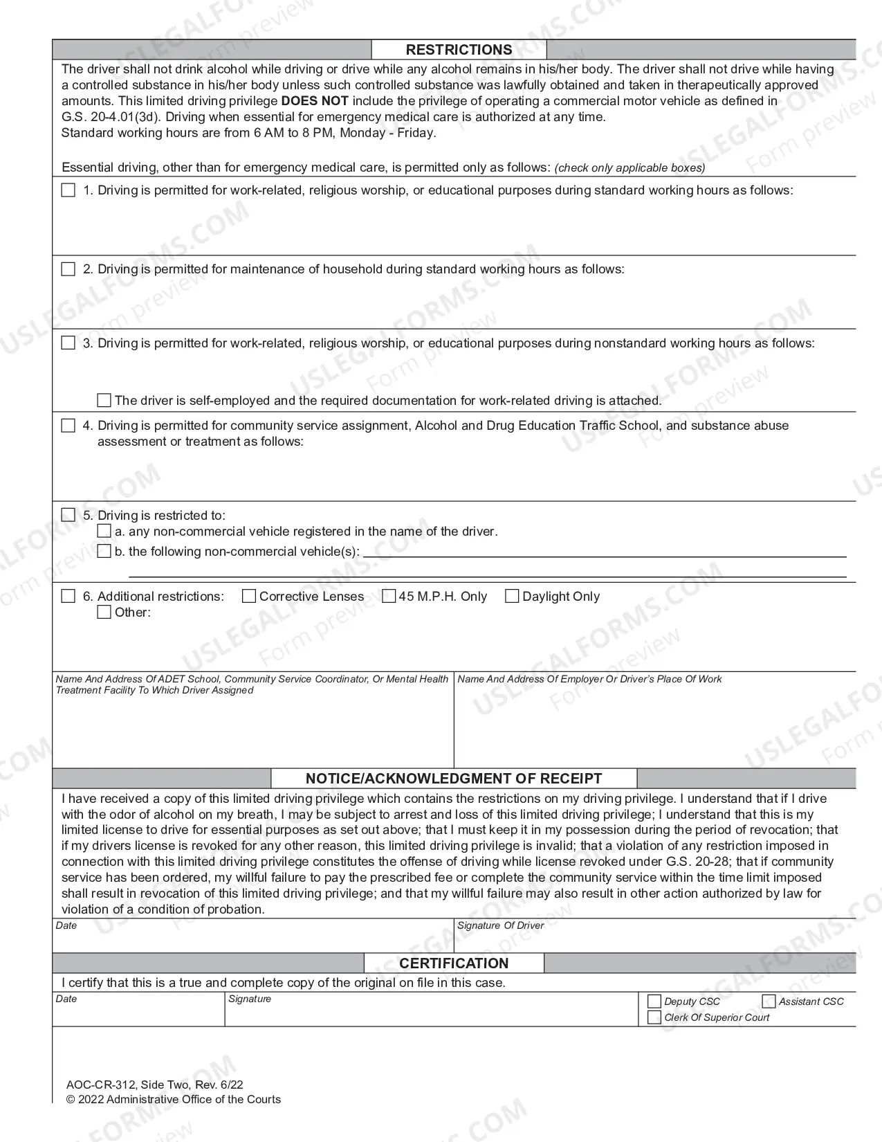 Preview Limited Driving Privilege Impaired Driving or Open Container - Convictions Only