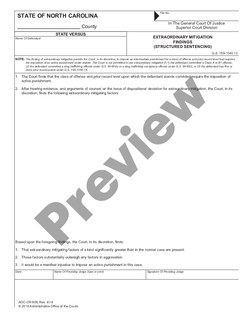 North Carolina Extraordinary Mitigation Findings - Structured ...