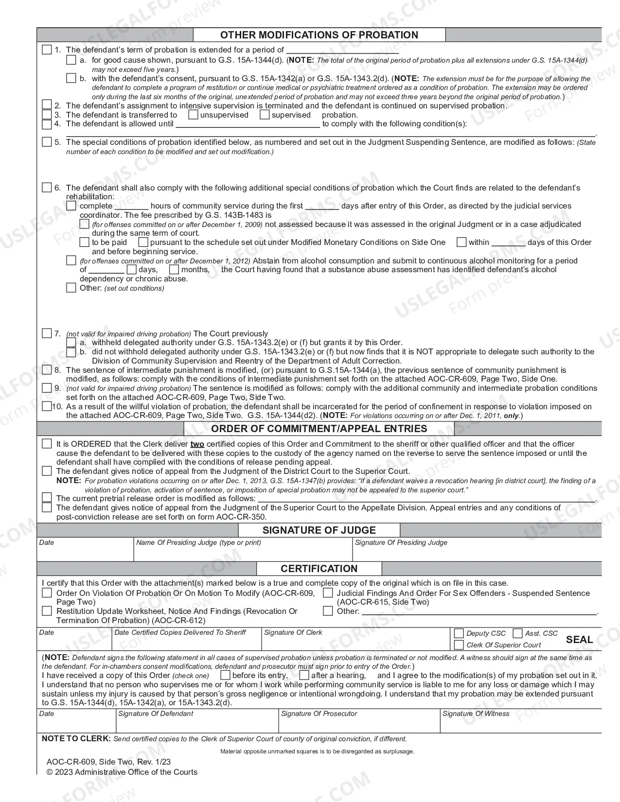 Preview Order on Violation of Probation or on Motion to Modify - Structured Sentencing