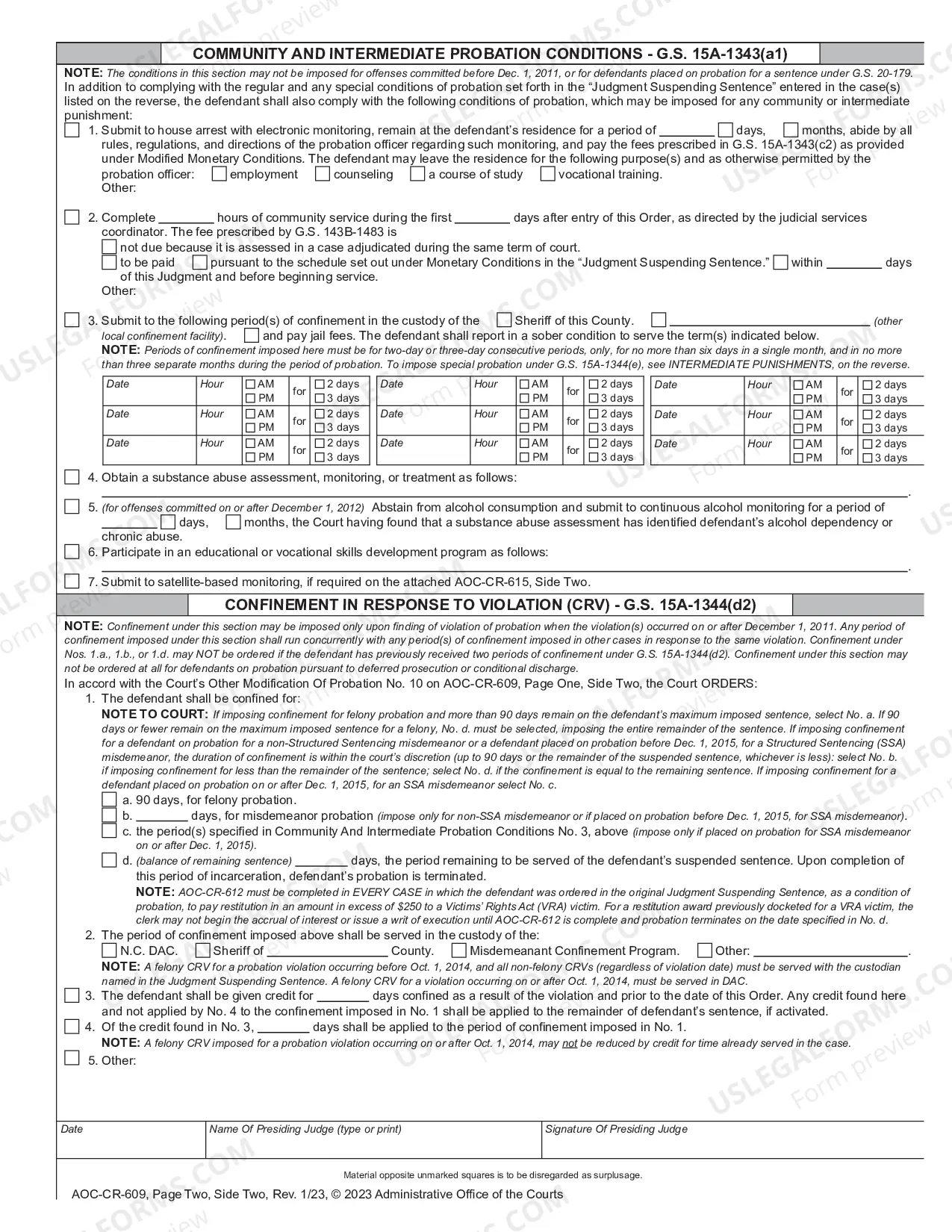 Preview Order on Violation of Probation or on Motion to Modify - Structured Sentencing