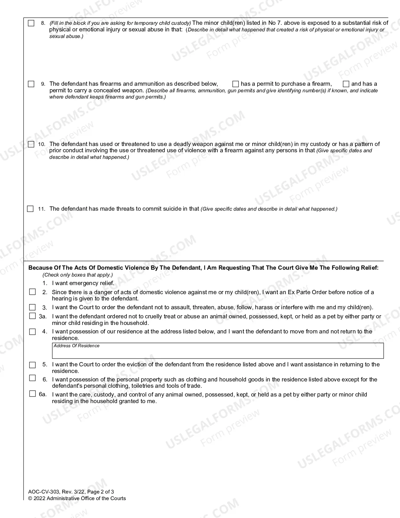 Preview Complaint and Order for Domestic Violence Protection Order