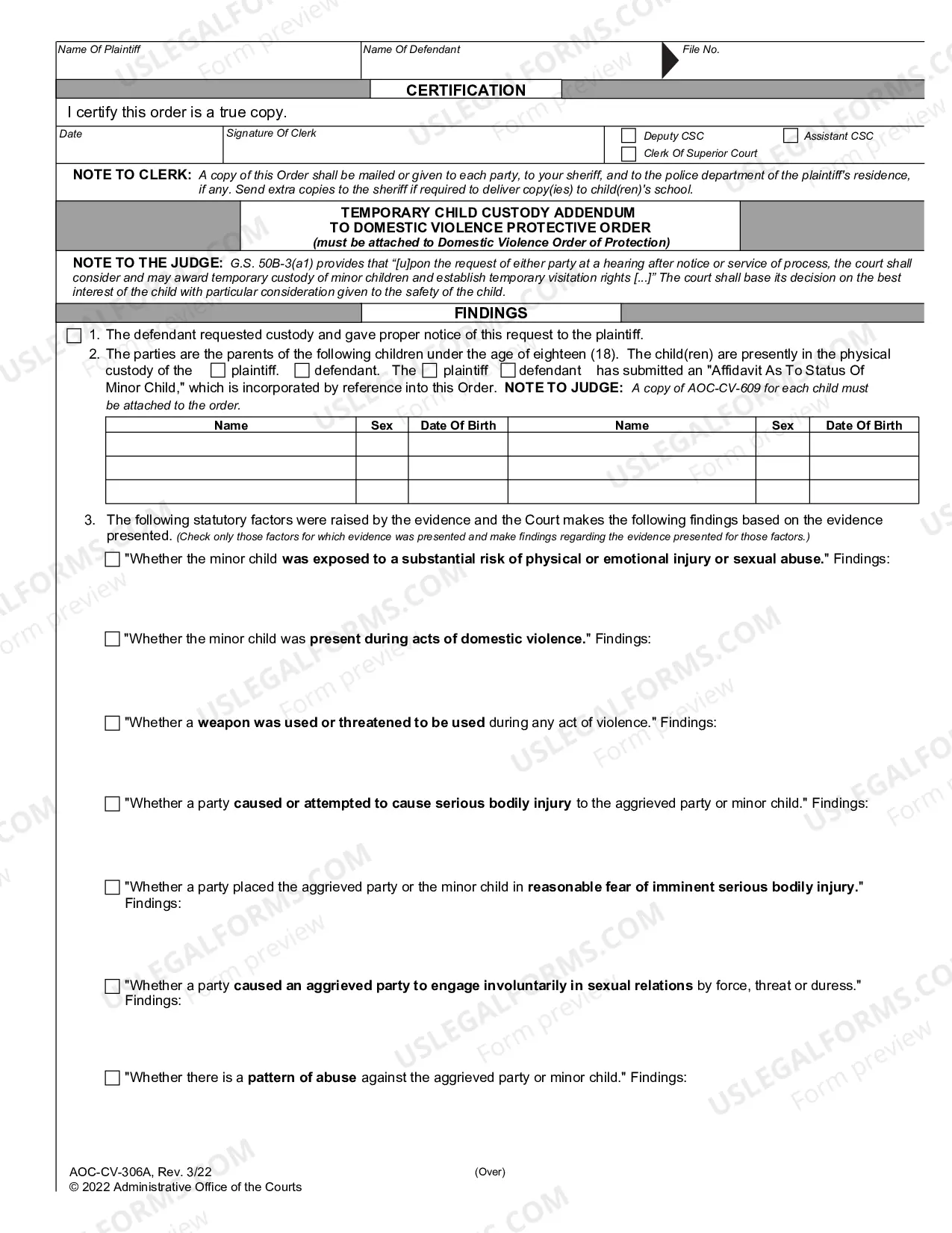 Preview Domestic Violence Protection Order