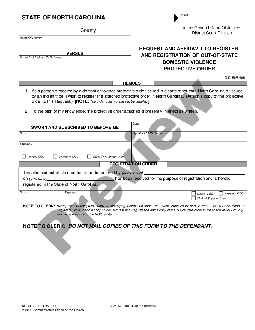 Raleigh North Carolina Request And Affidavit To Register And ...