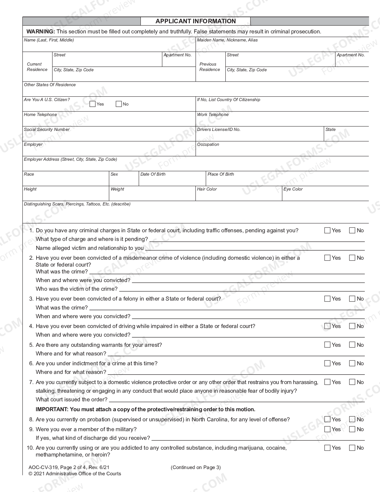 Greensboro North Carolina Motion for Return of Weapons Surrendered