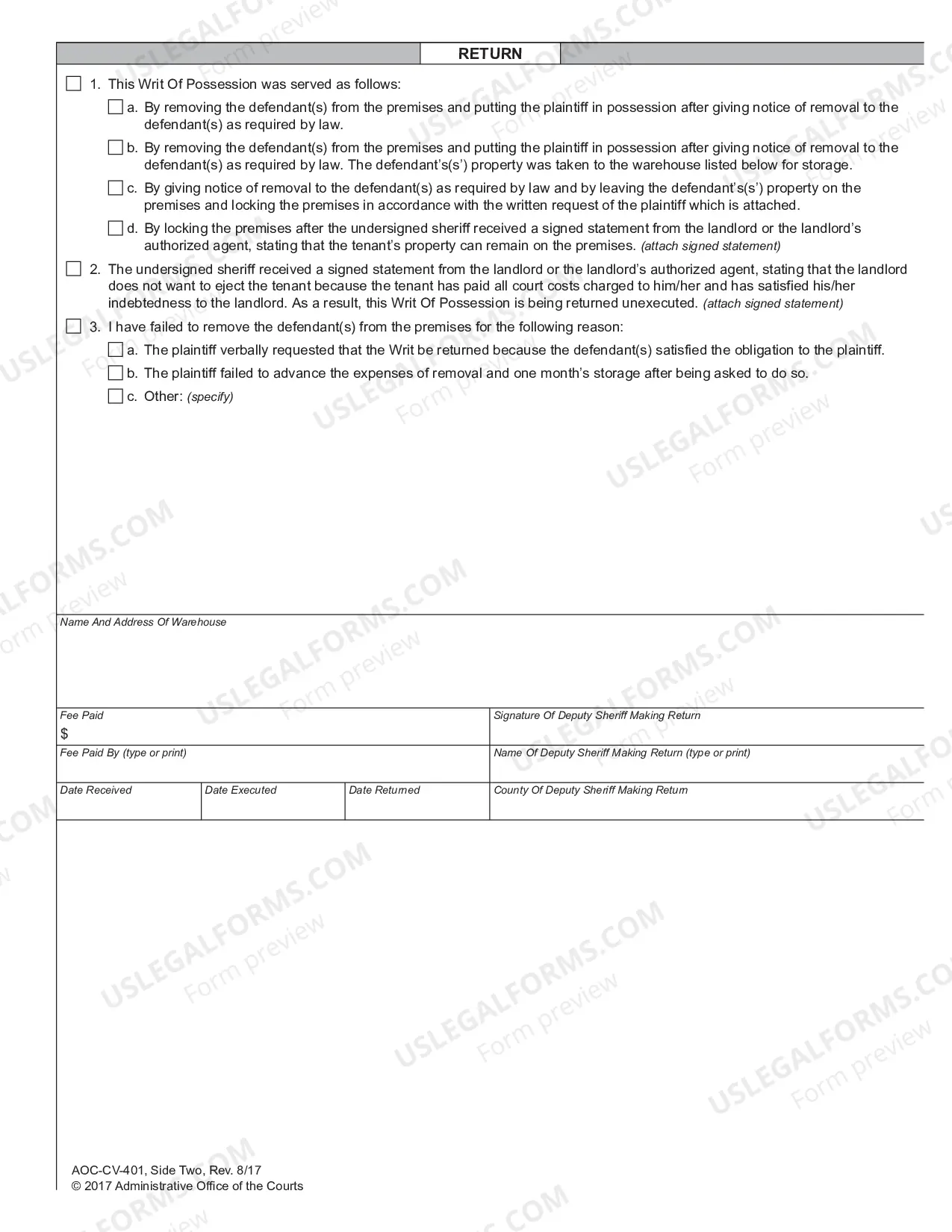 Preview Writ Of Possession Real Property