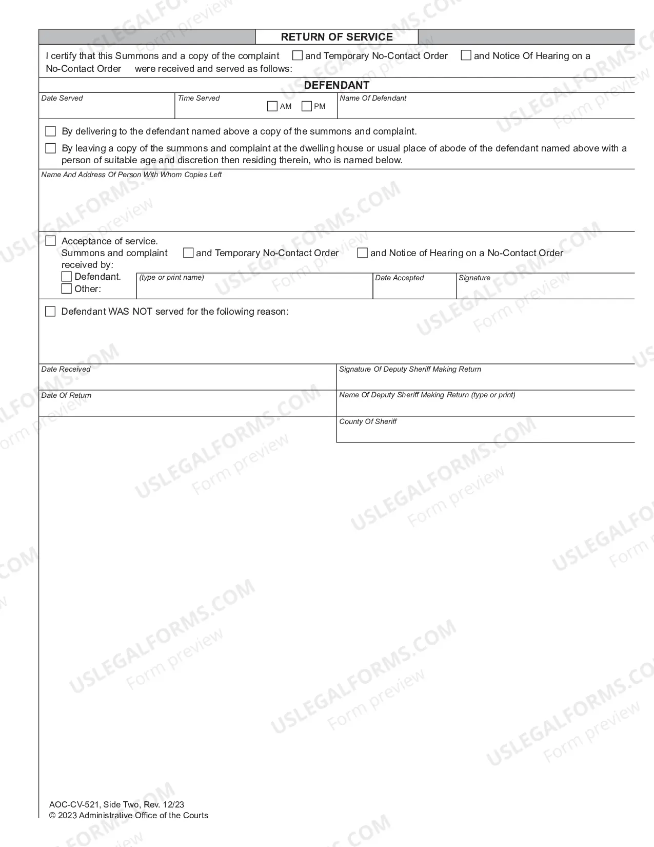 Preview Civil Summons No-Contact Order for Stalking or Nonconsensual Sexual Conduct - Alias and Pluries Summons