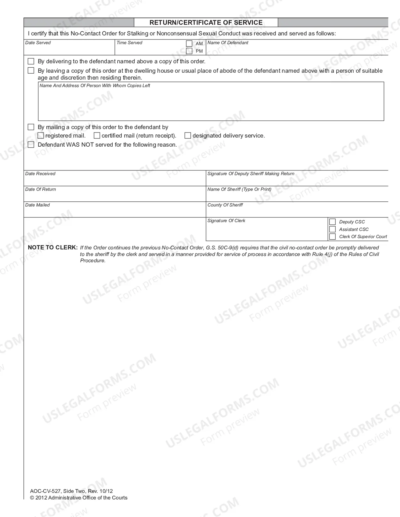 Preview Order Continuing No-Contact Hearing and Temporary Order