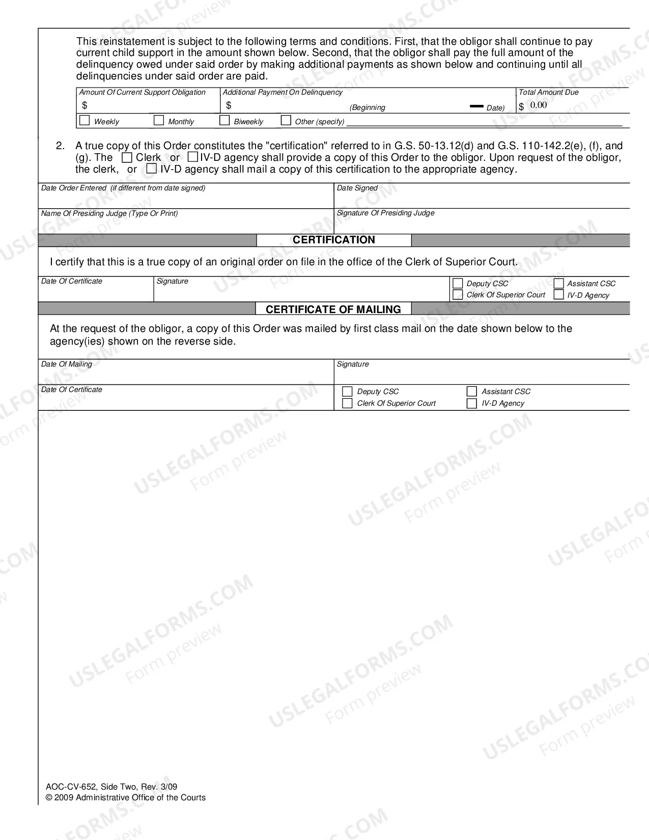 Preview Order Authorizing Reinstatement of Obligor's Licensing Privileges