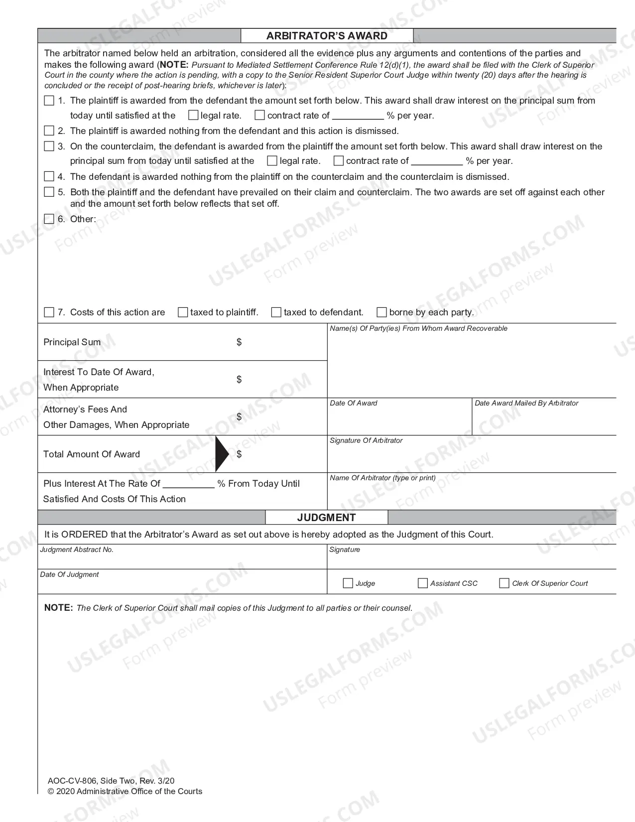 Preview Arbitration Award - Superior Court