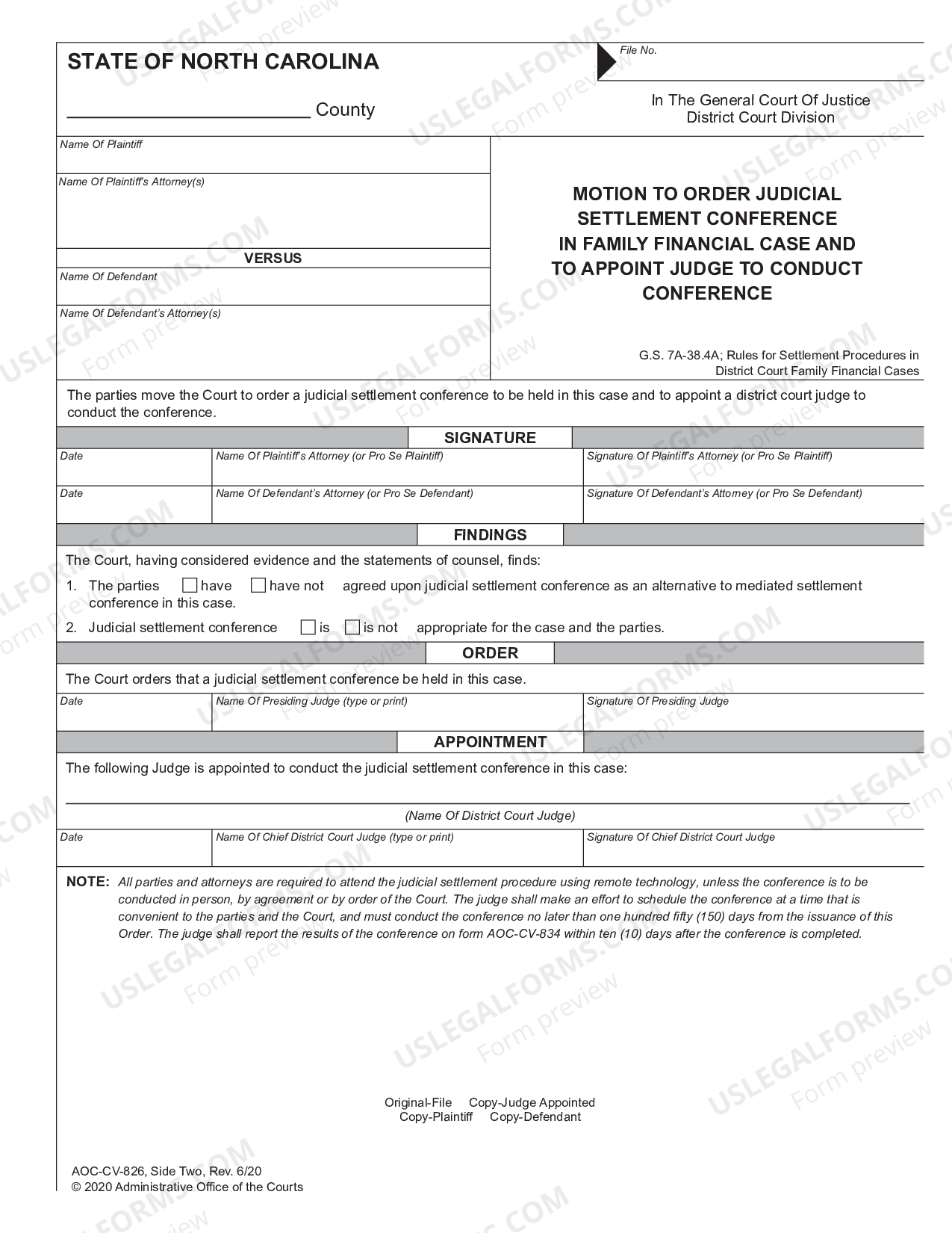 Wilmington North Carolina Motion for an order to use Settlement