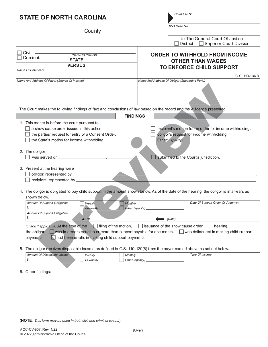 Child Support Income Withholding Form US Legal Forms