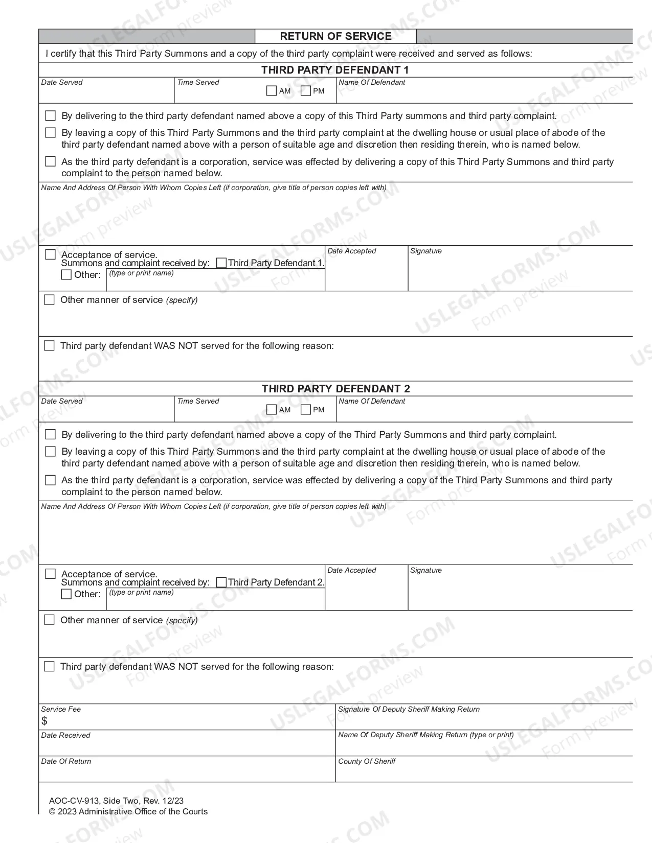 Preview Civil Summons Third Party