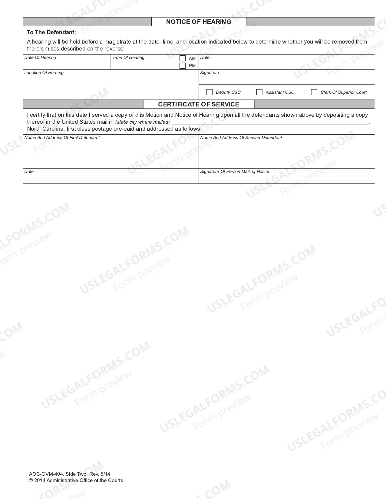 Preview Motion to Enforce Conditional Eviction Order Notice of Hearing