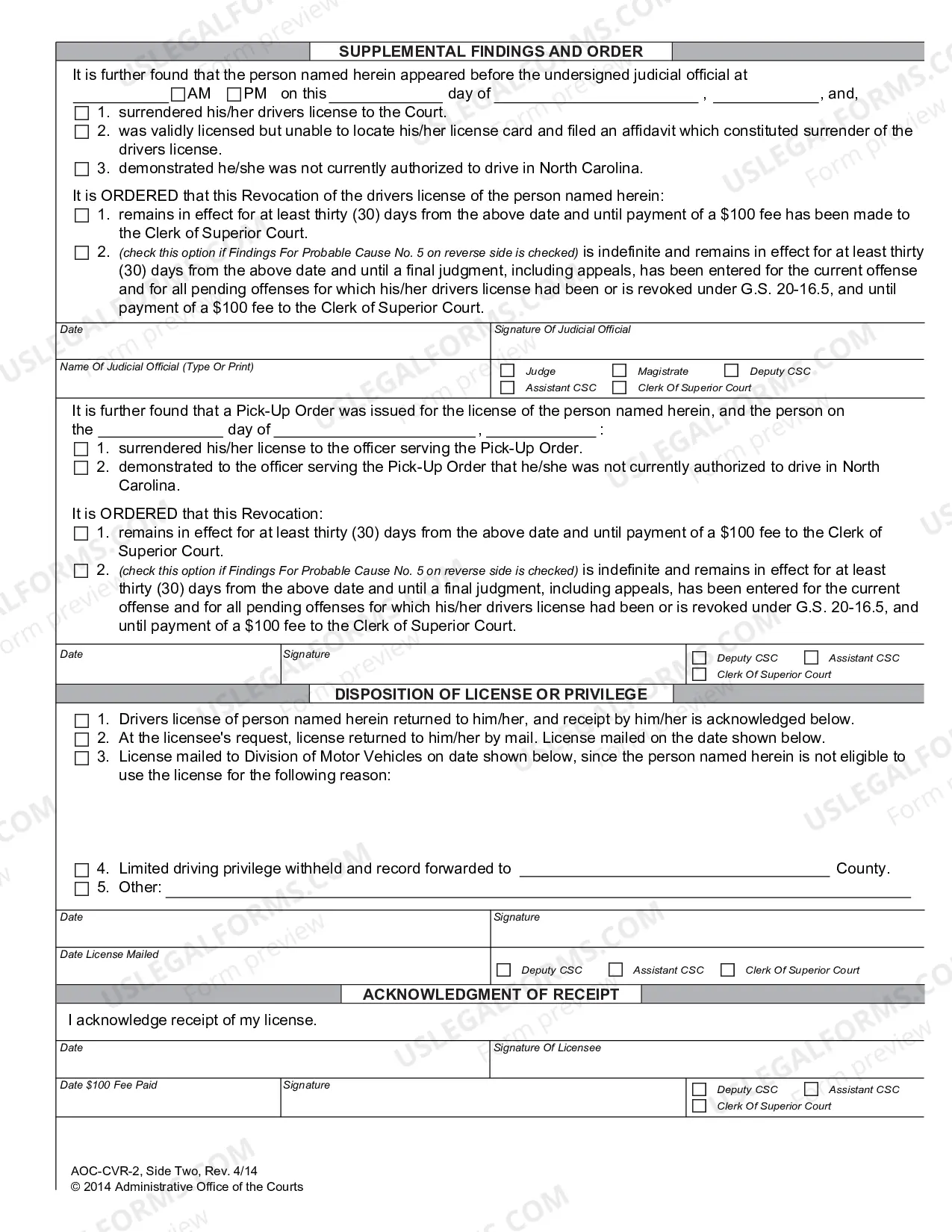 Preview Revocation Order when Person Present