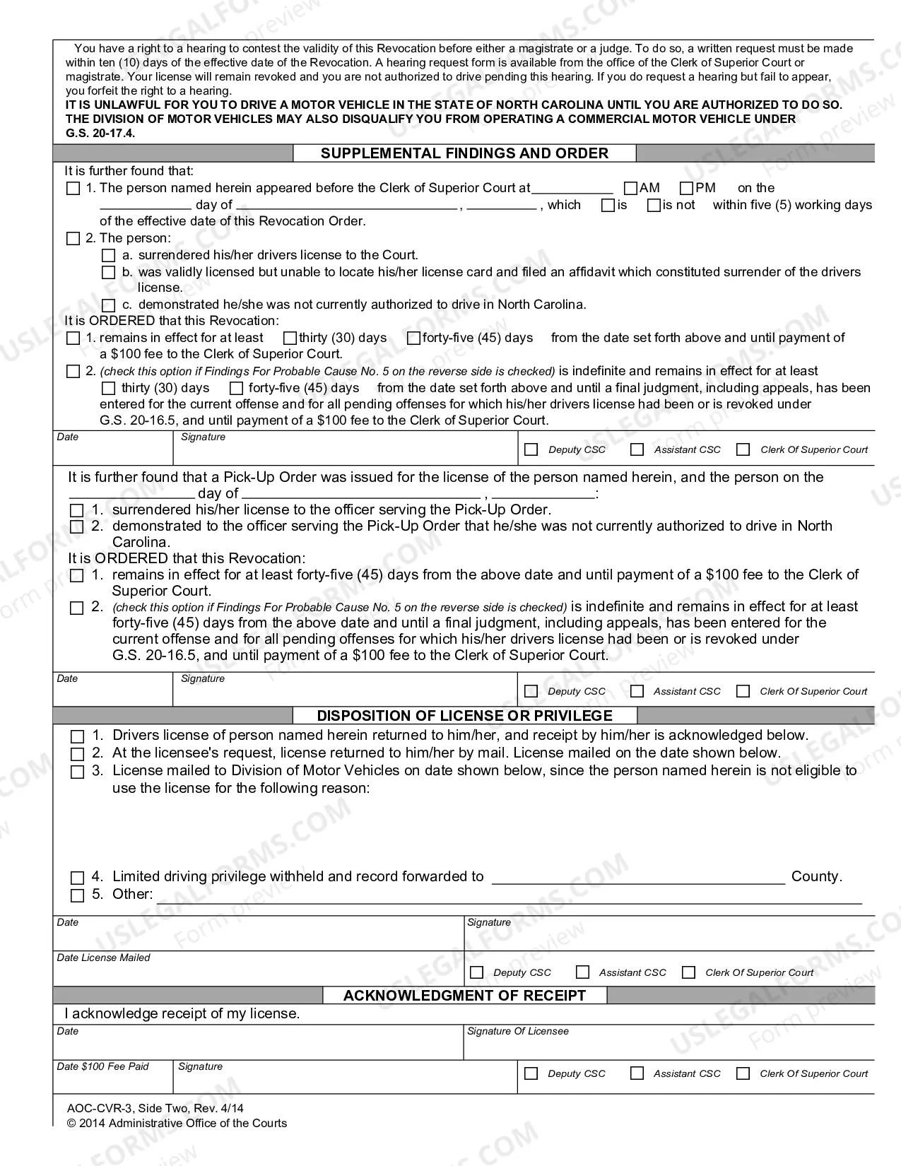 Preview Revocation Order when Person Not Present