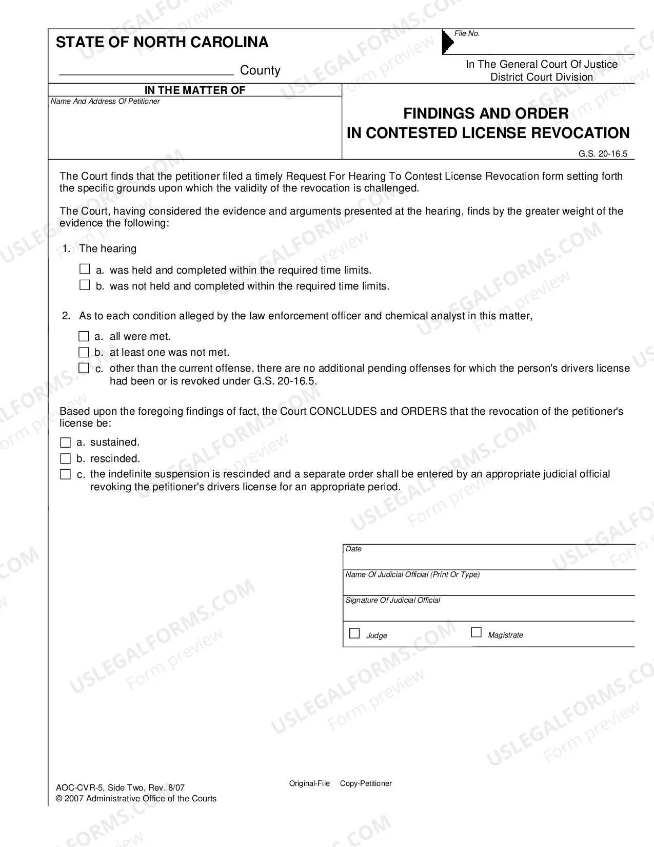Preview Request for Hearing to Contest License Revocation