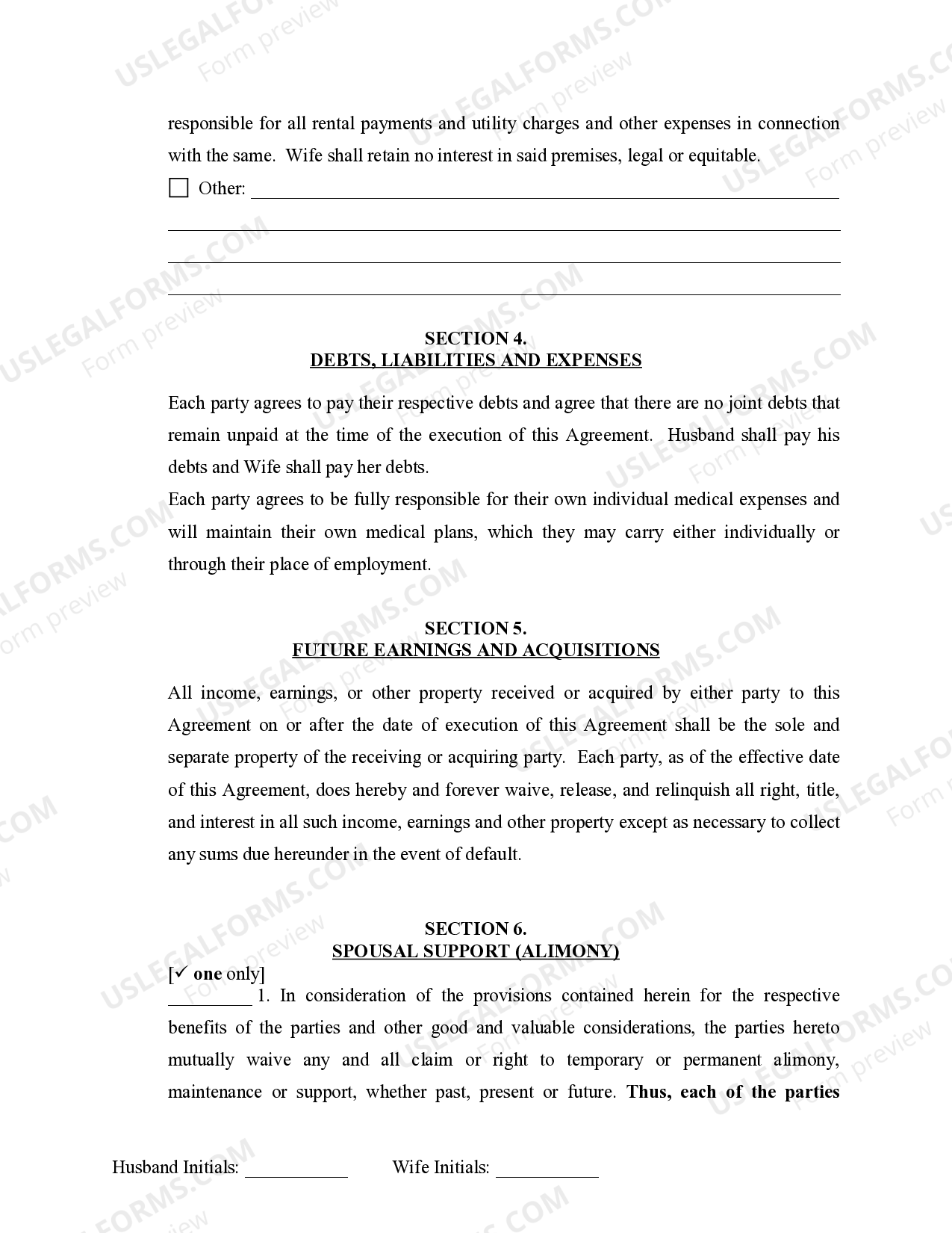 North Carolina Marital Domestic Separation and Property Settlement