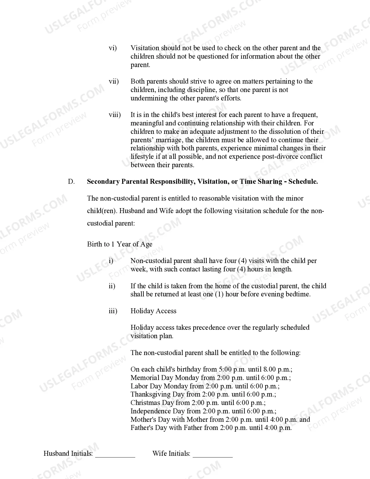 Preview Marital Domestic Separation and Property Settlement Agreement Minor Children no Joint Property or Debts effective Immediately