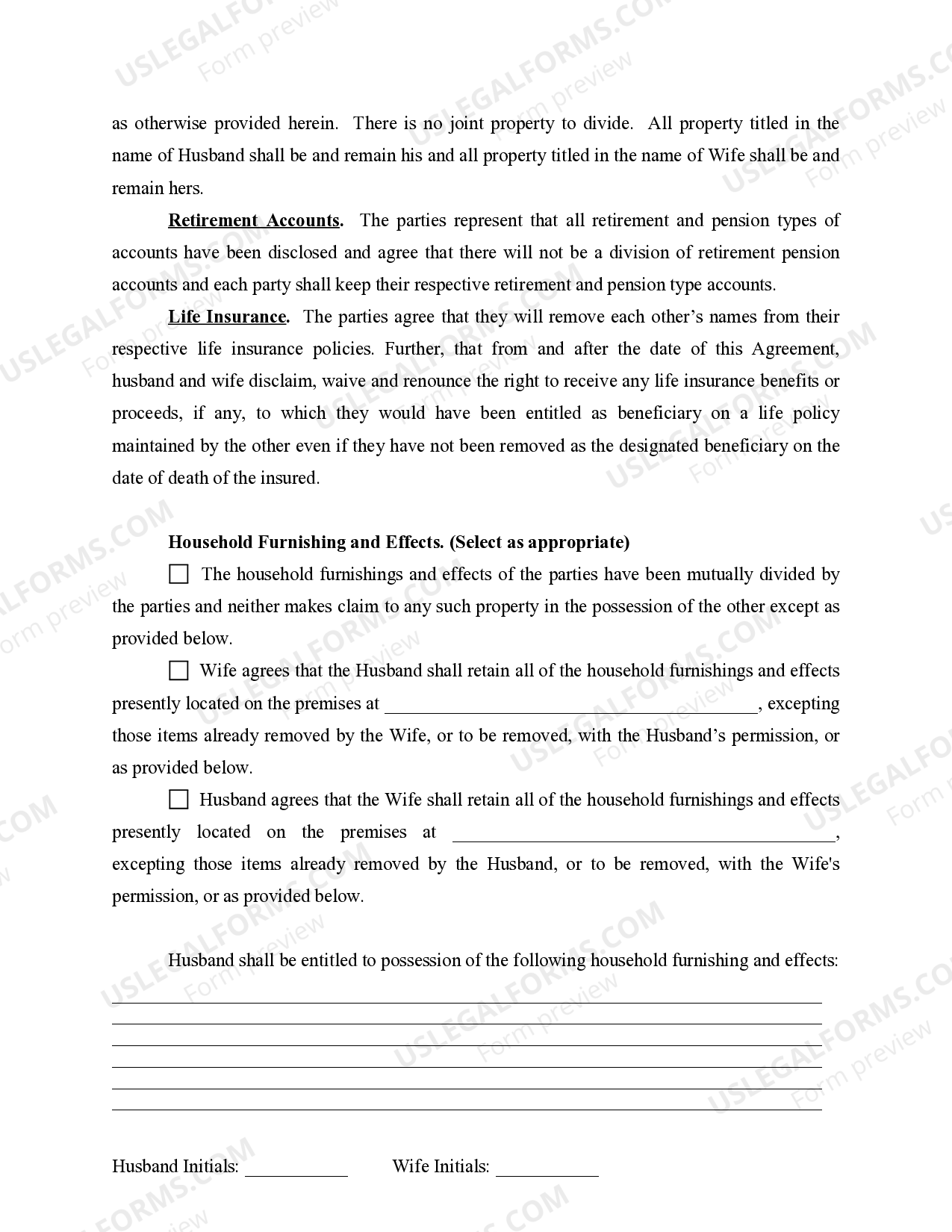 North Carolina Marital Domestic Separation and Property Settlement