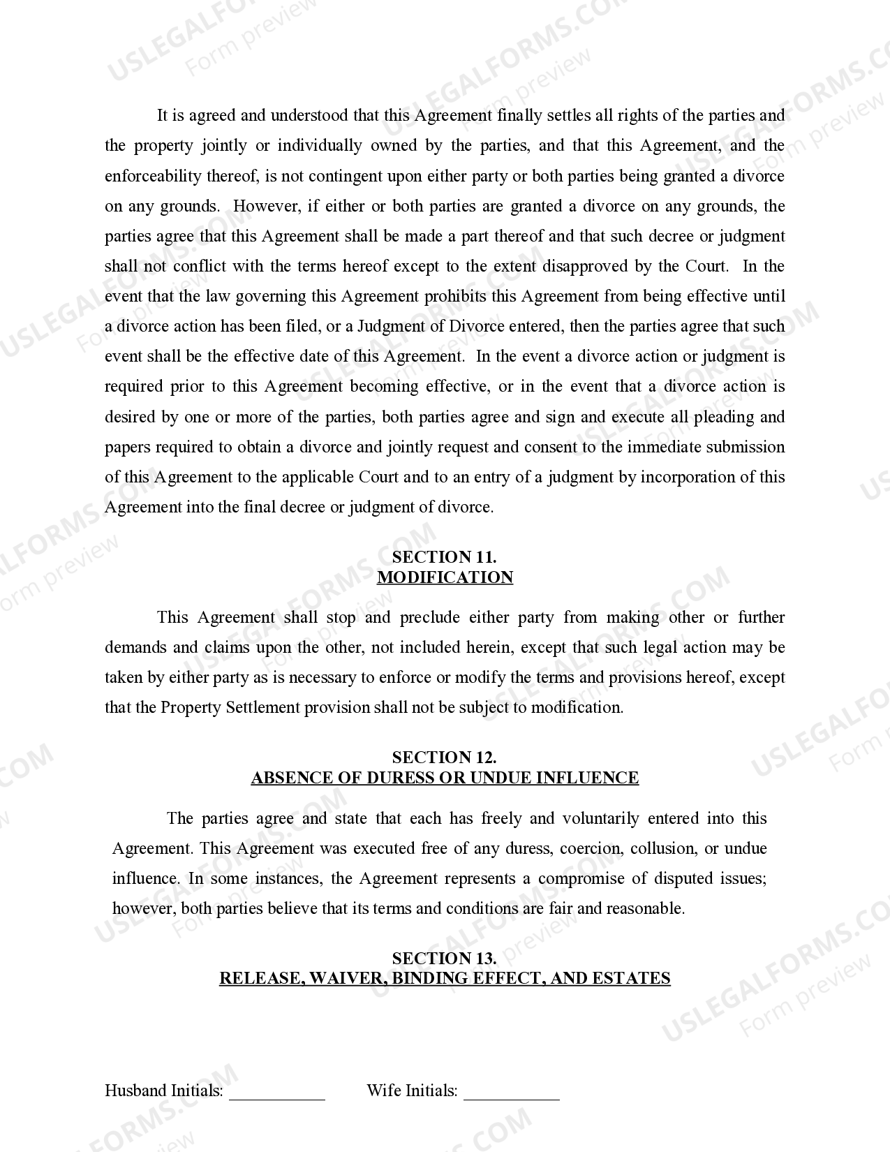 North Carolina Marital Domestic Separation and Property Settlement