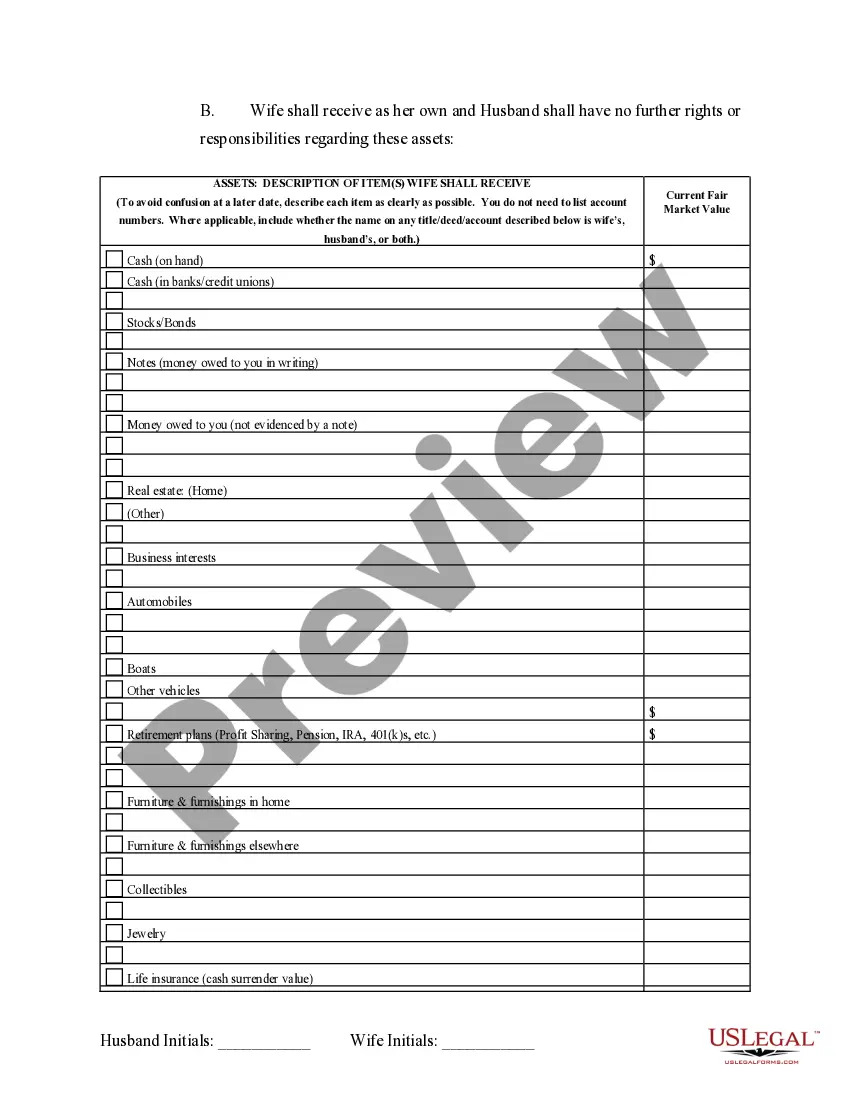 Preview Marital Domestic Separation and Property Settlement Agreement no Children parties may have Joint Property or Debts Effective Immediately