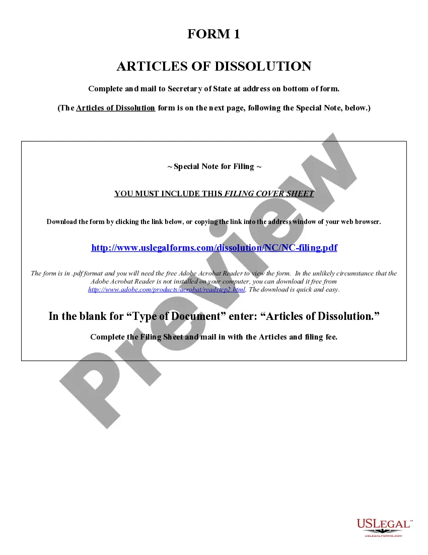 Get North Carolina Dissolution Package to Dissolve Limited Liability Company LLC Preview North Carolina Dissolution Package to Dissolve Limited Liability Company LLC