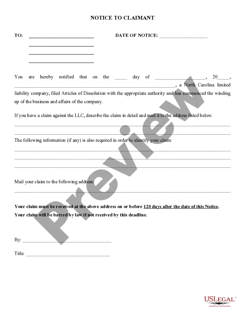 Get North Carolina Dissolution Package to Dissolve Limited Liability Company LLC Preview North Carolina Dissolution Package to Dissolve Limited Liability Company LLC