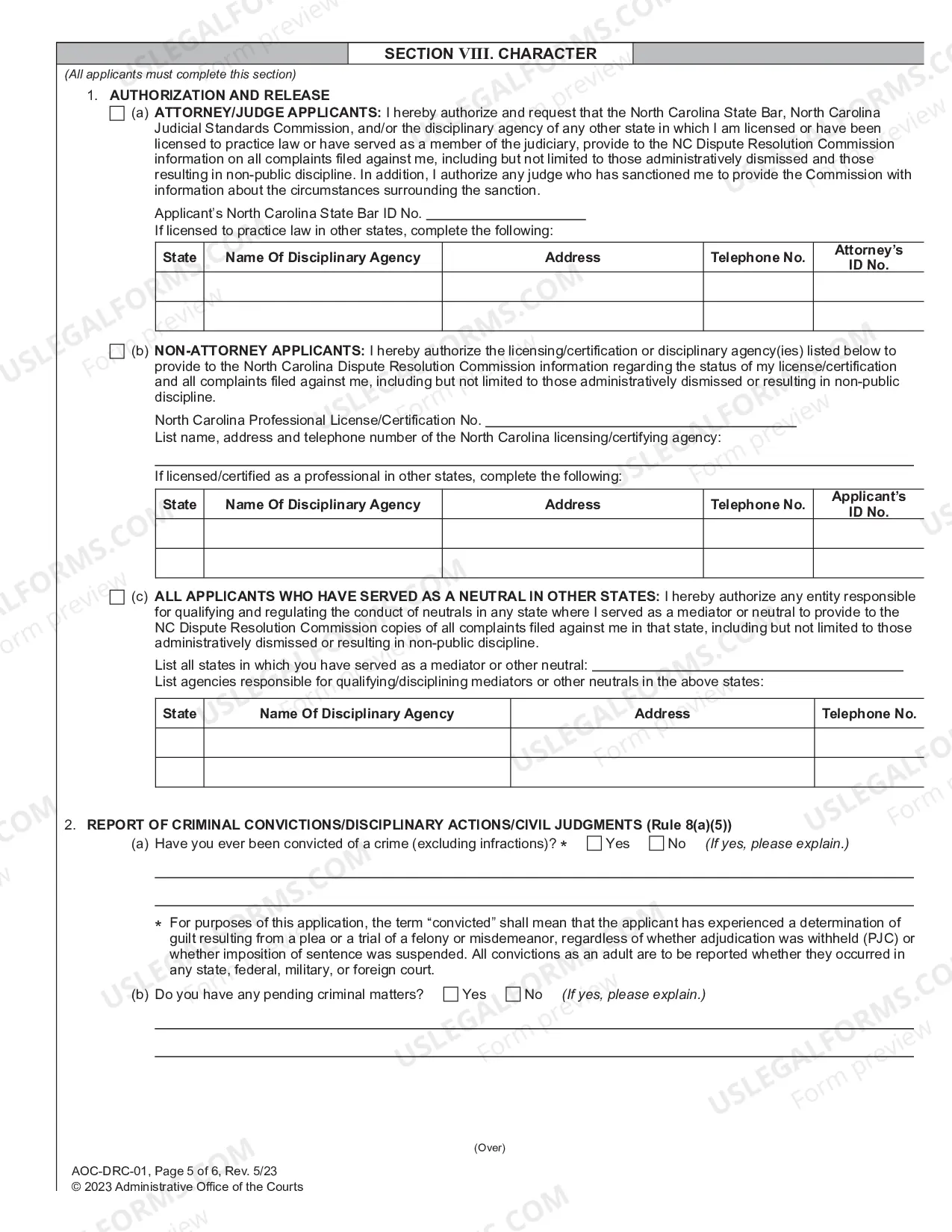 Preview Application for Certification to Conduct Superior Court Mediations