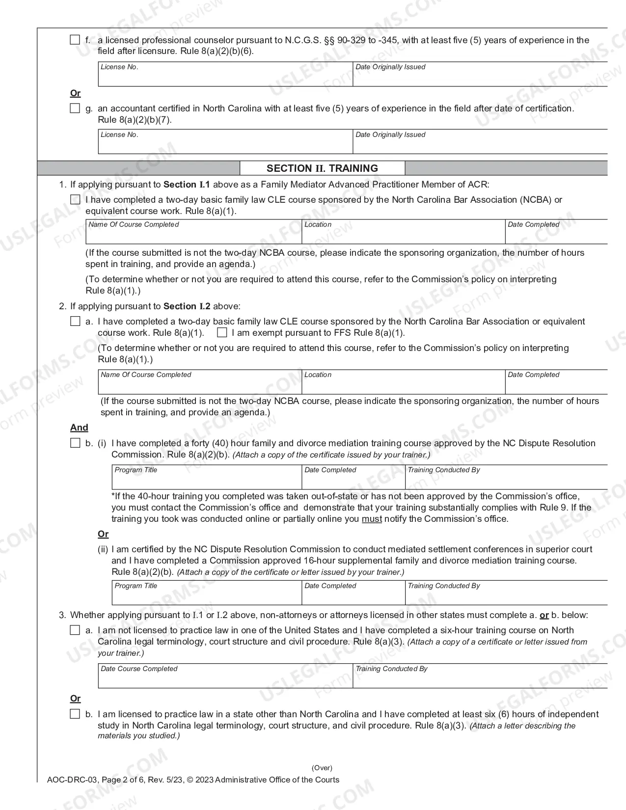 Preview Application for Certification to Conduct Family Financial Mediations