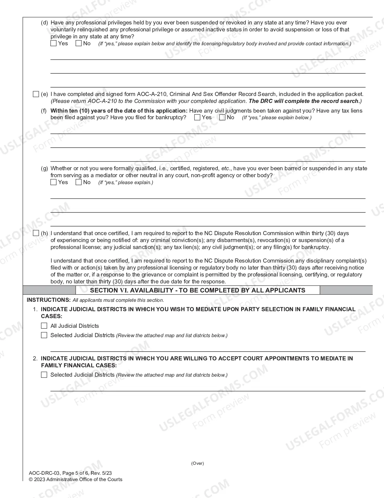 Preview Application for Certification to Conduct Family Financial Mediations