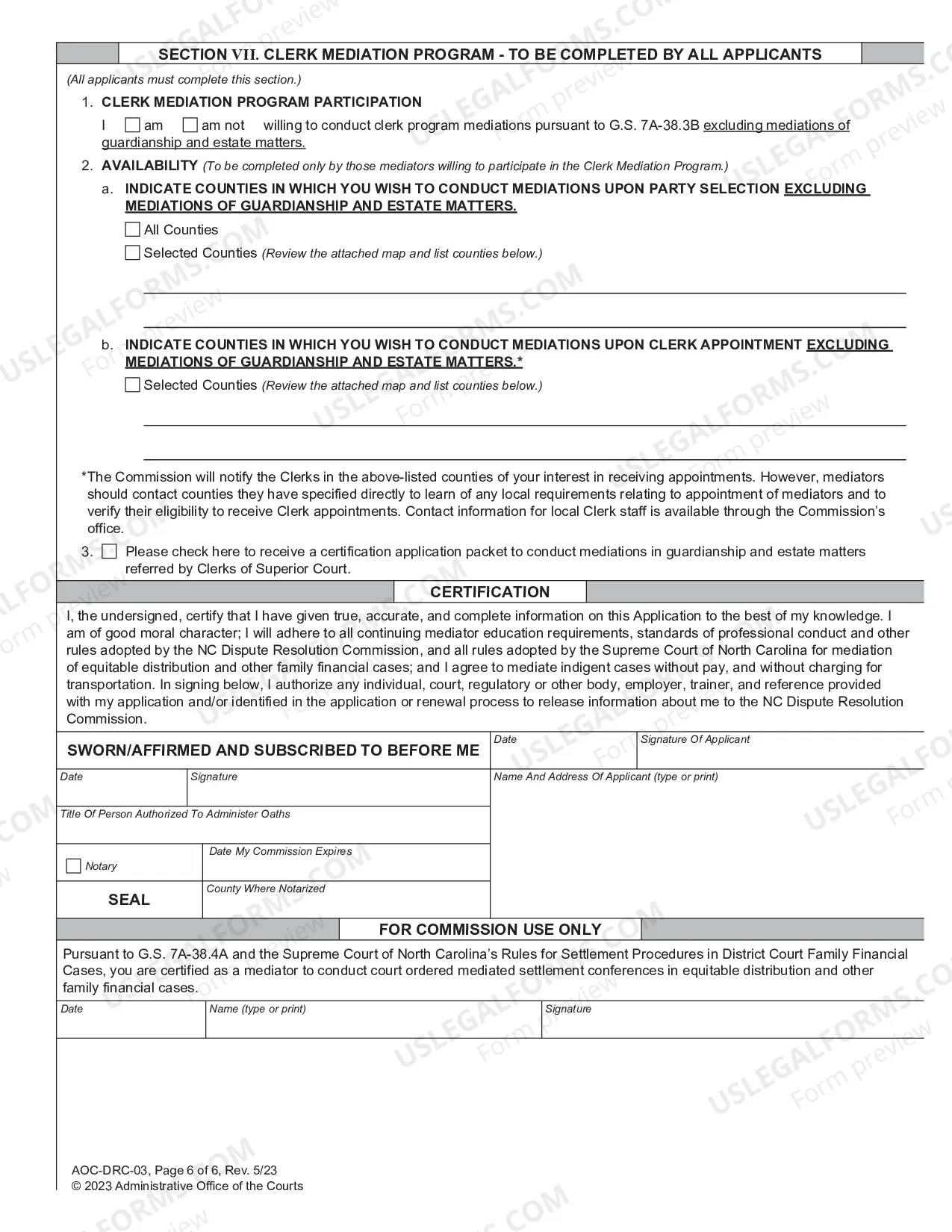 Preview Application for Certification to Conduct Family Financial Mediations