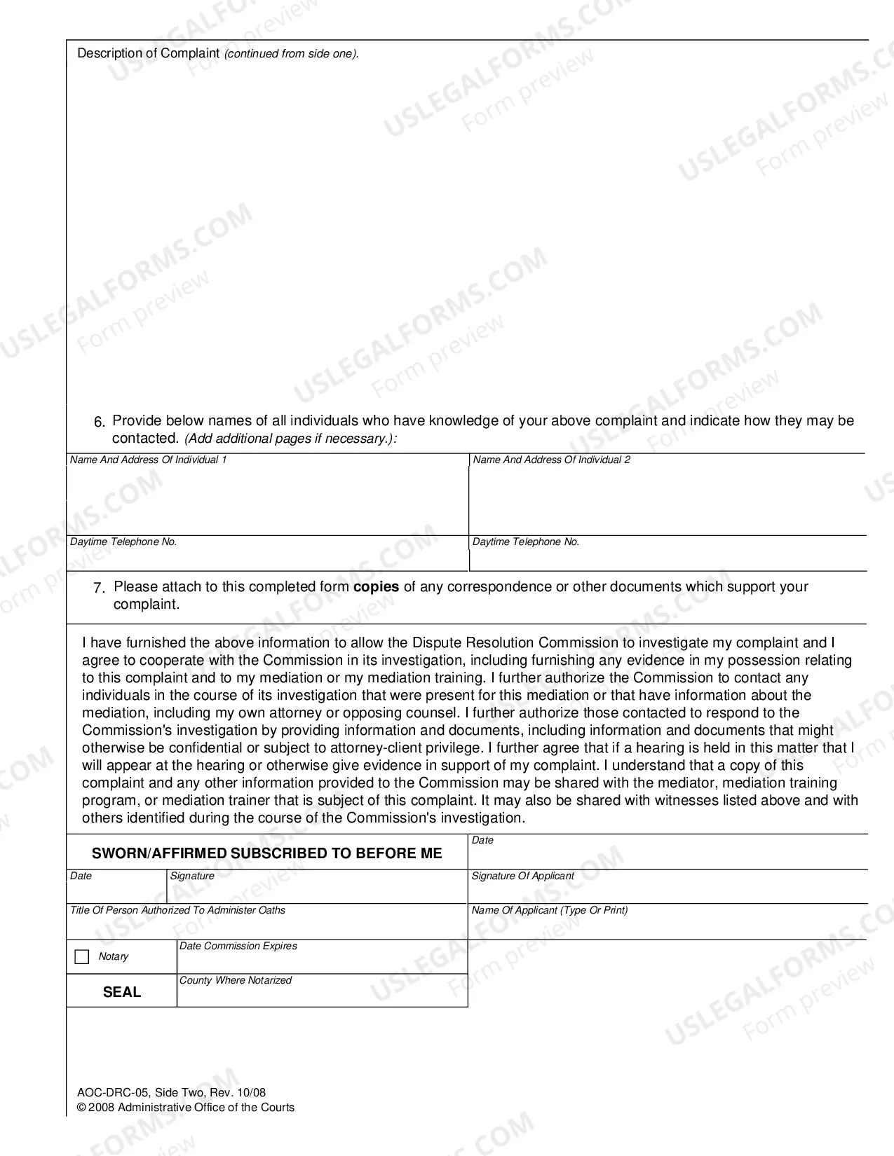 Preview Dispute Resolution Commission Complaint