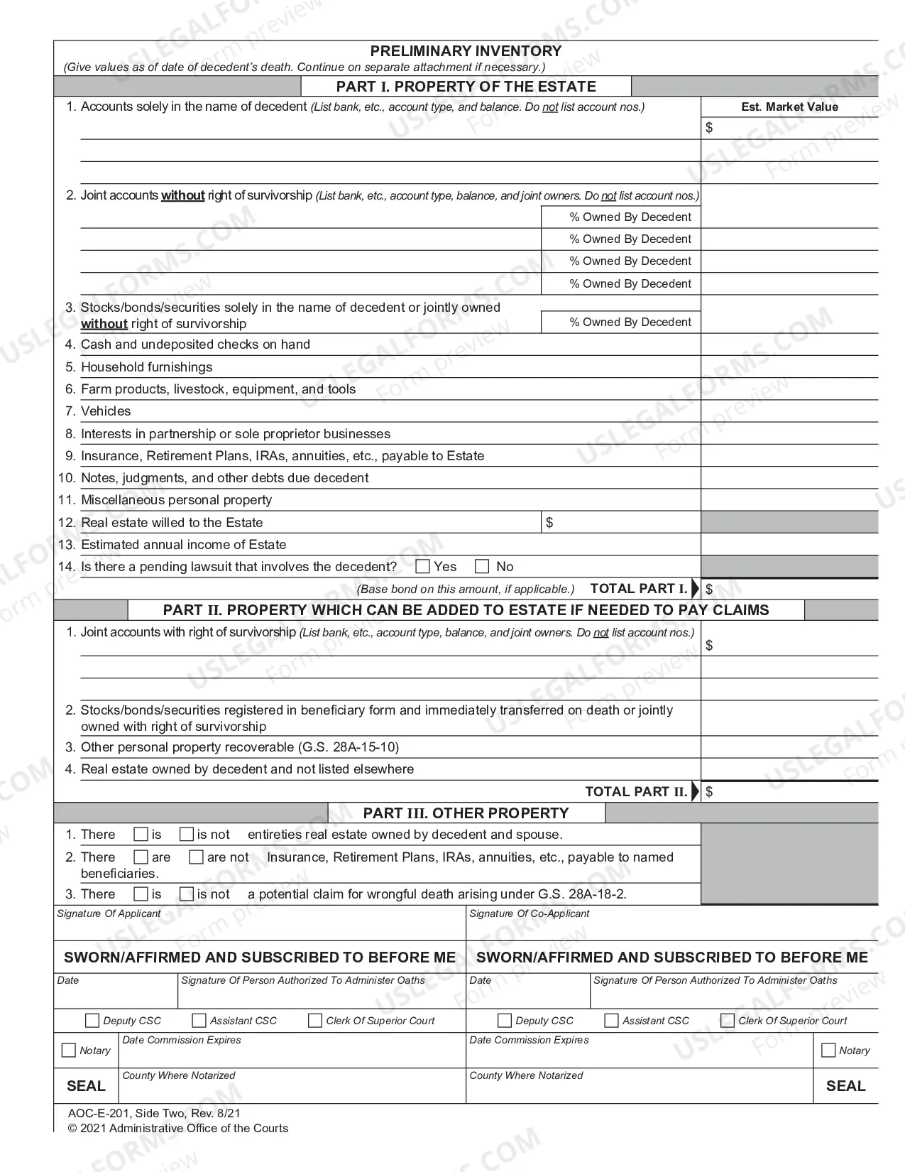 Preview Application For Probate and Letters - Testamentary of / Administration CTA