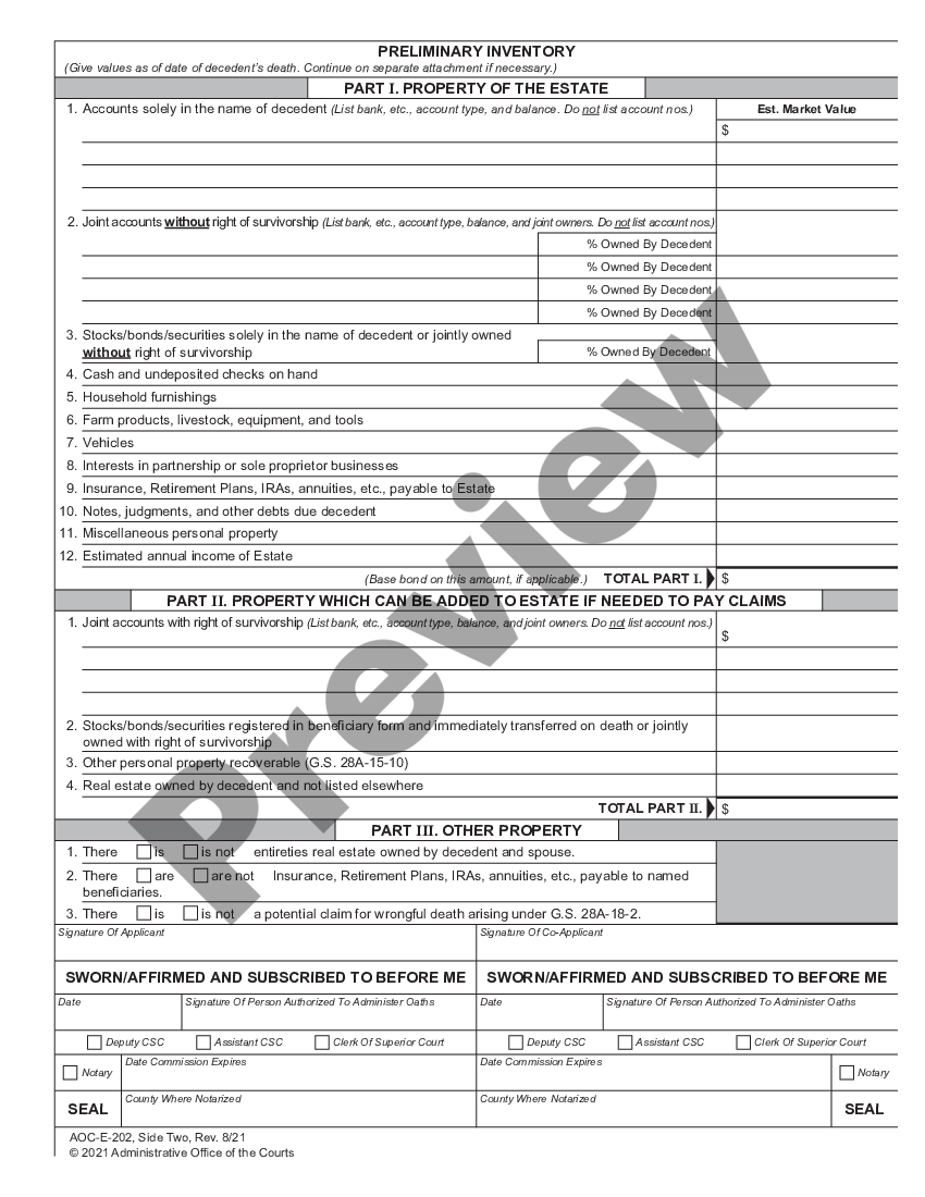 High Point North Carolina Application For Letters Of Administration Us Legal Forms 6663