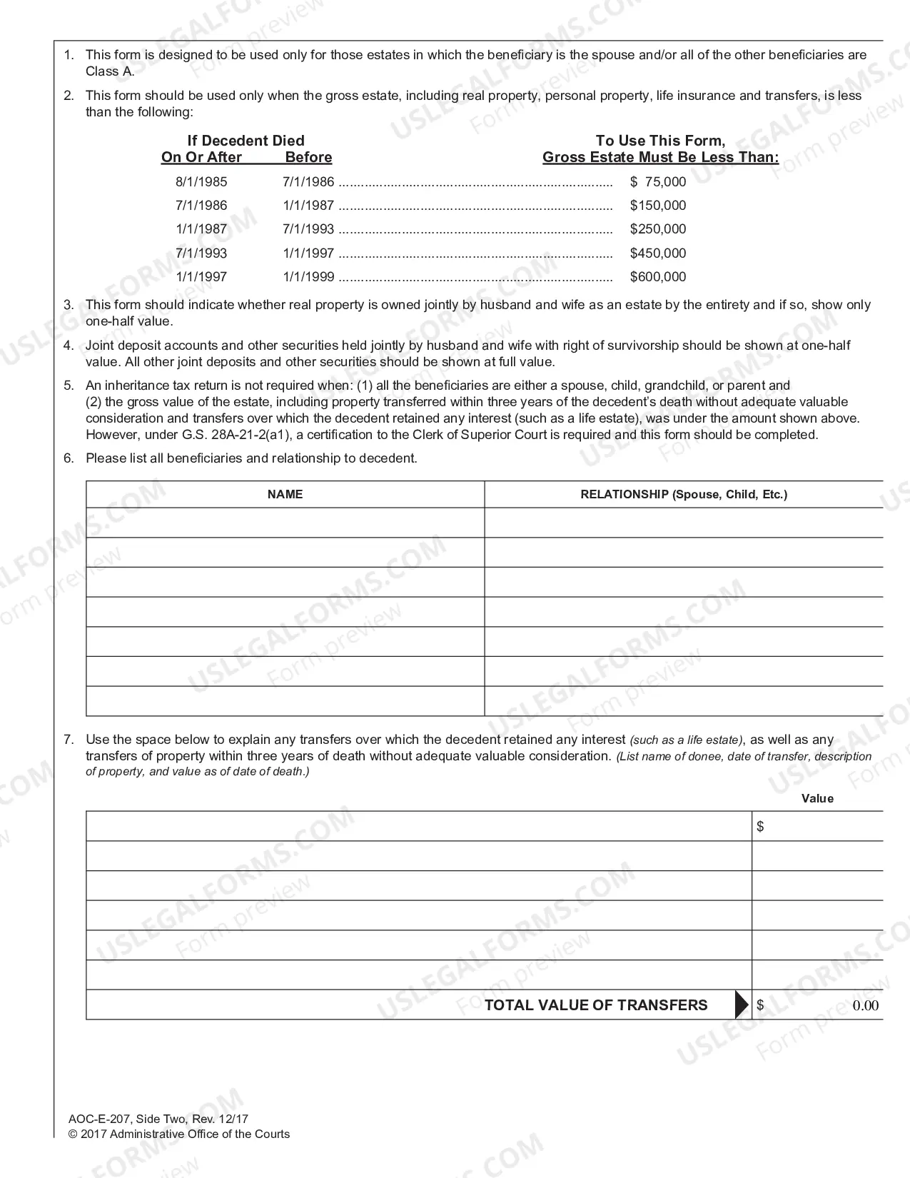 Preview Inheritance And Estate Tax Certification - Decedents Prior to 1-1-99