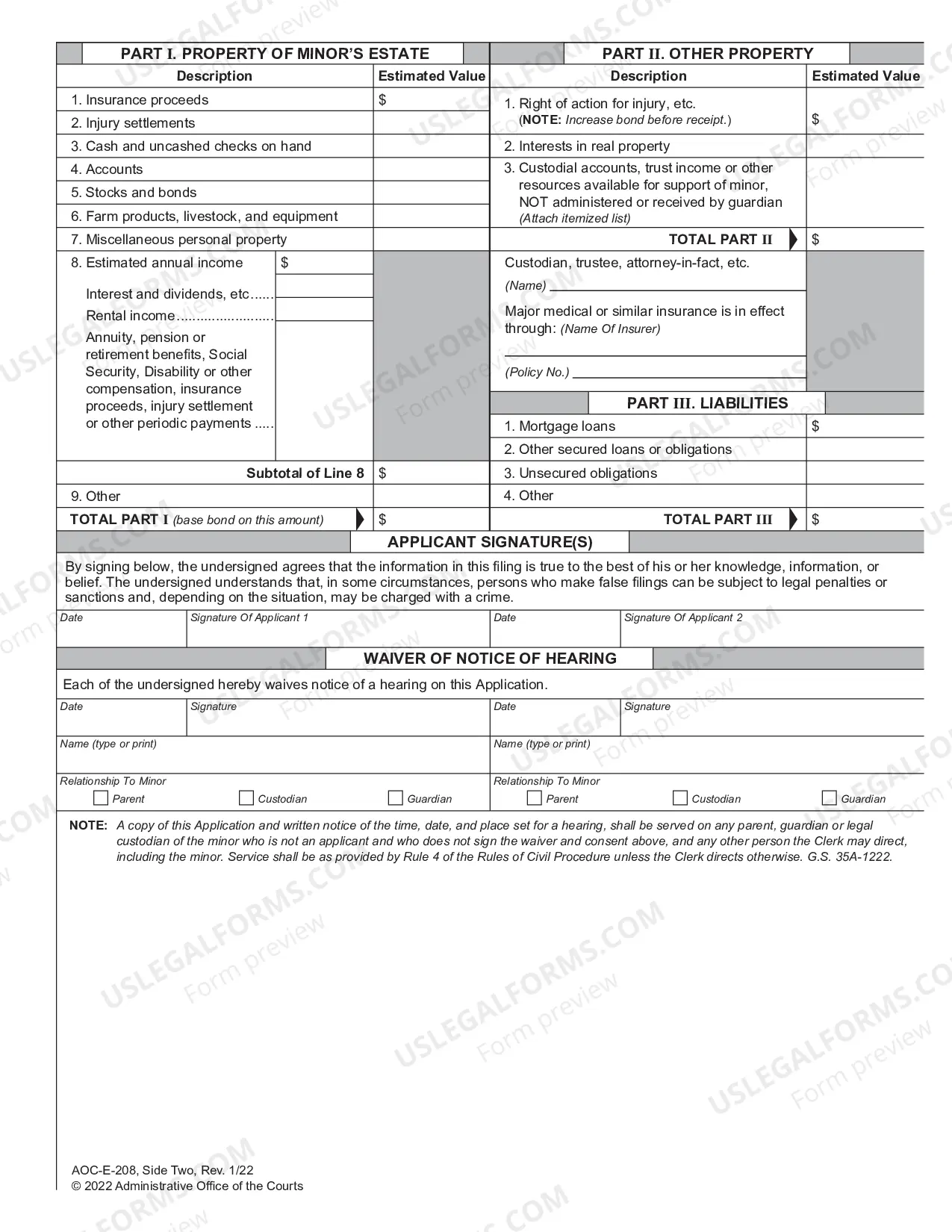 Preview Application For The Appointment Of Guardian Of Estate, Guardian Of Person, Guardian For a Minor