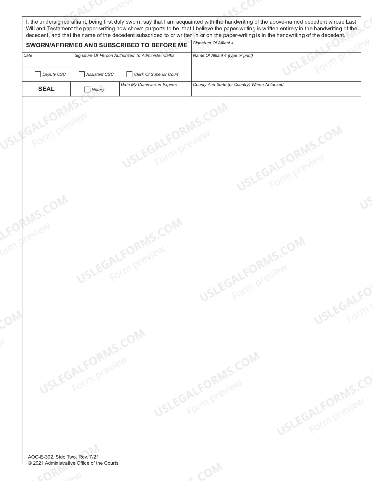 Preview Affidavits For Probate Of Holographic Will - Holographic Codicil - Will Changes or Amendments