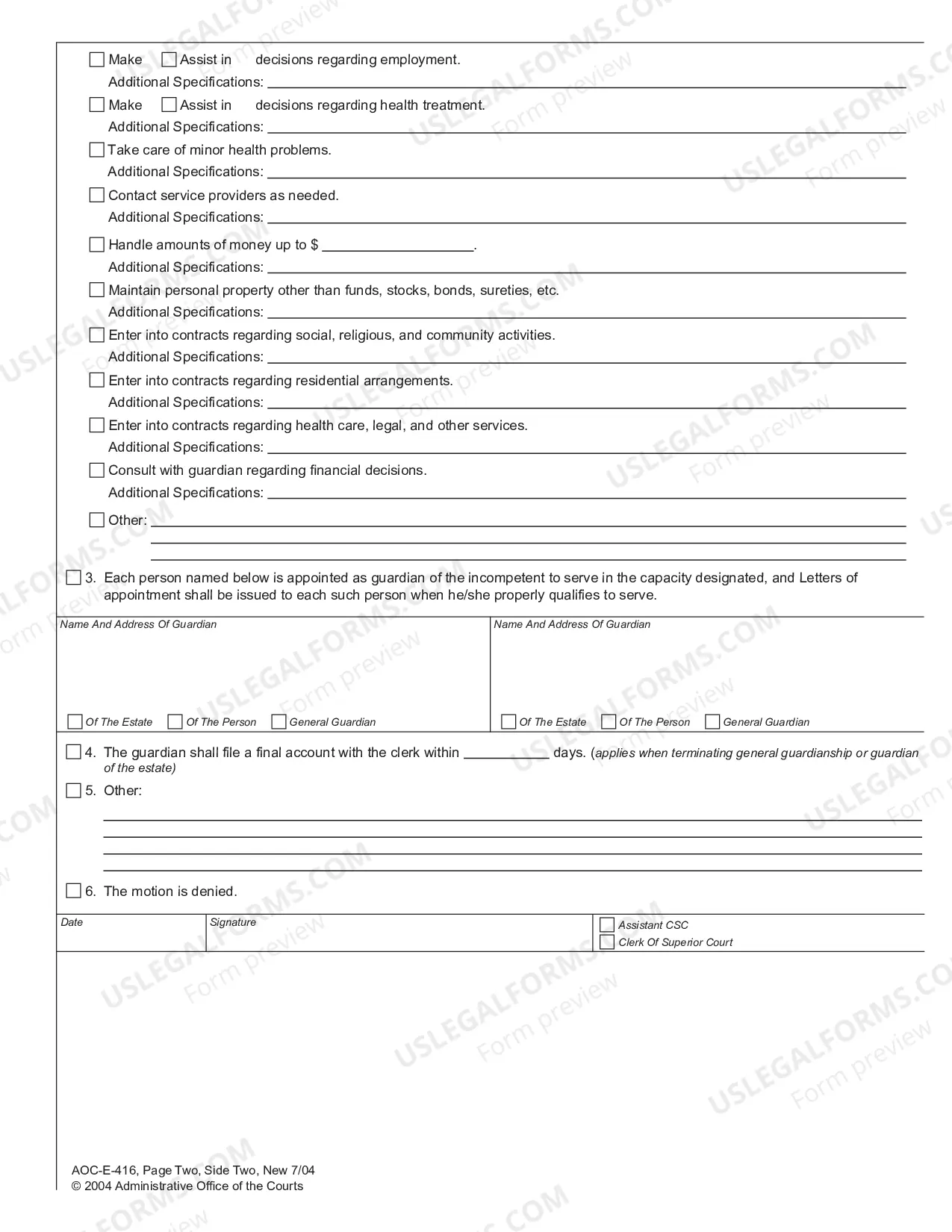 Preview Oder on Motion to Modify Guardianship