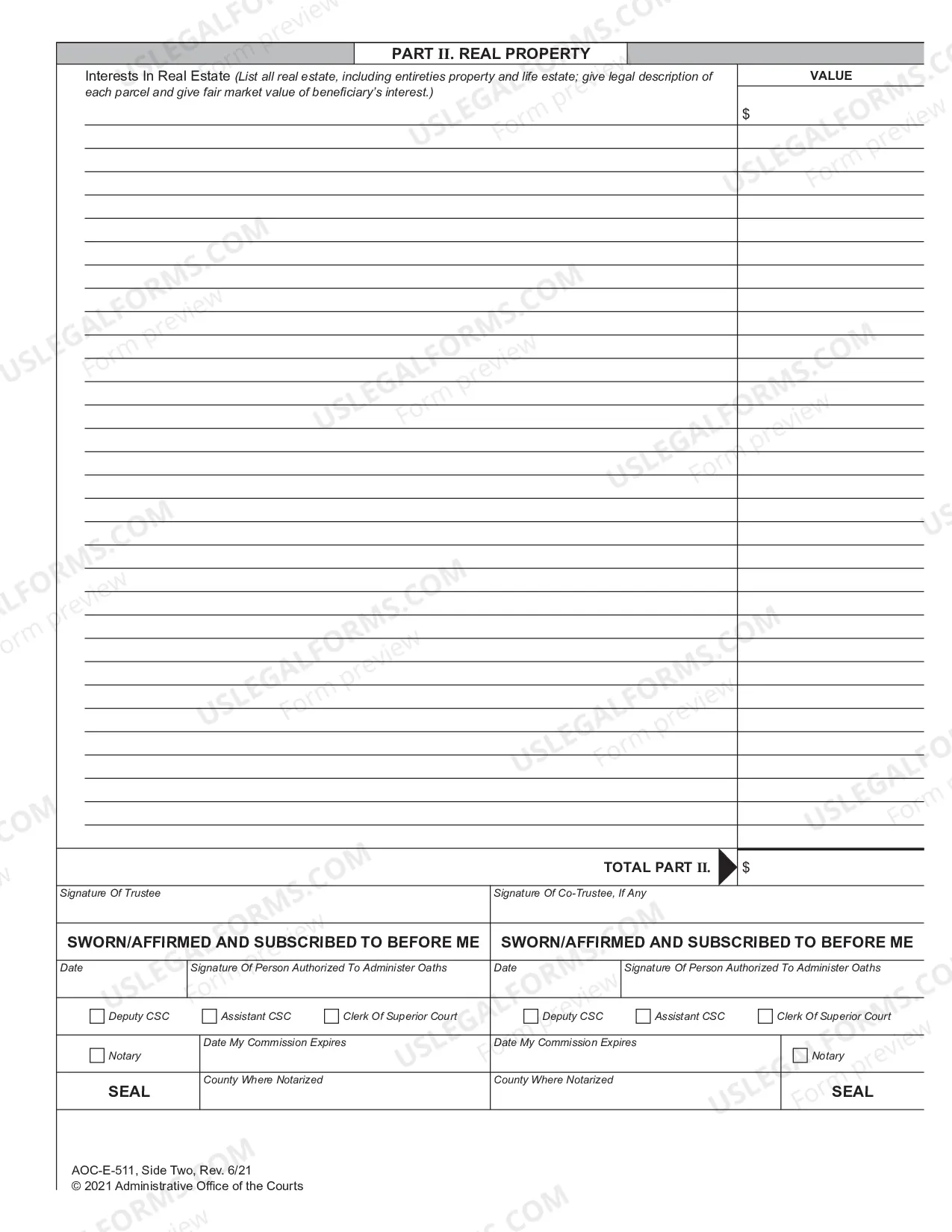 Preview Inventory for Trust Under Will
