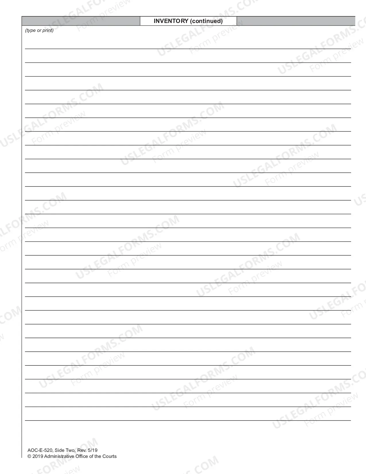 Preview Inventory of Contents of Lock Box