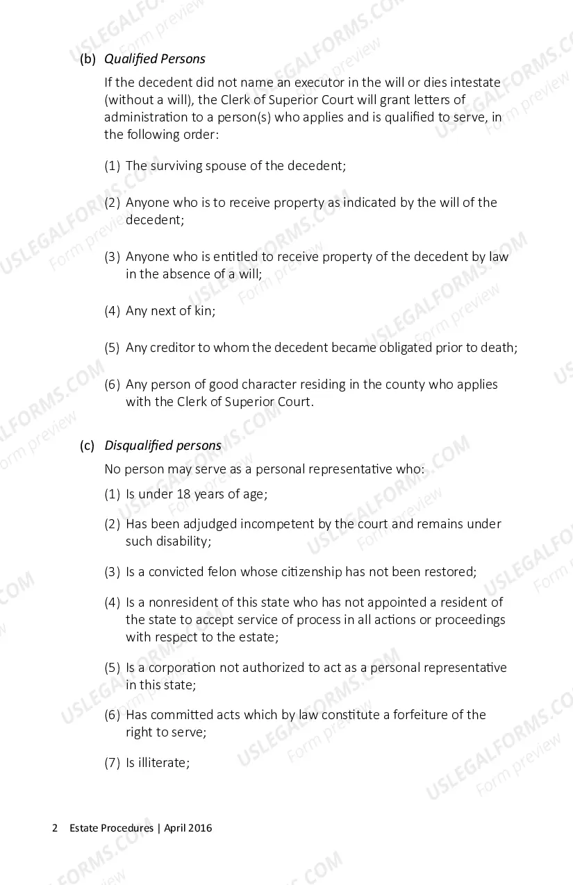 Preview North Carolina Estate Procedure Pamphlet - Instructions