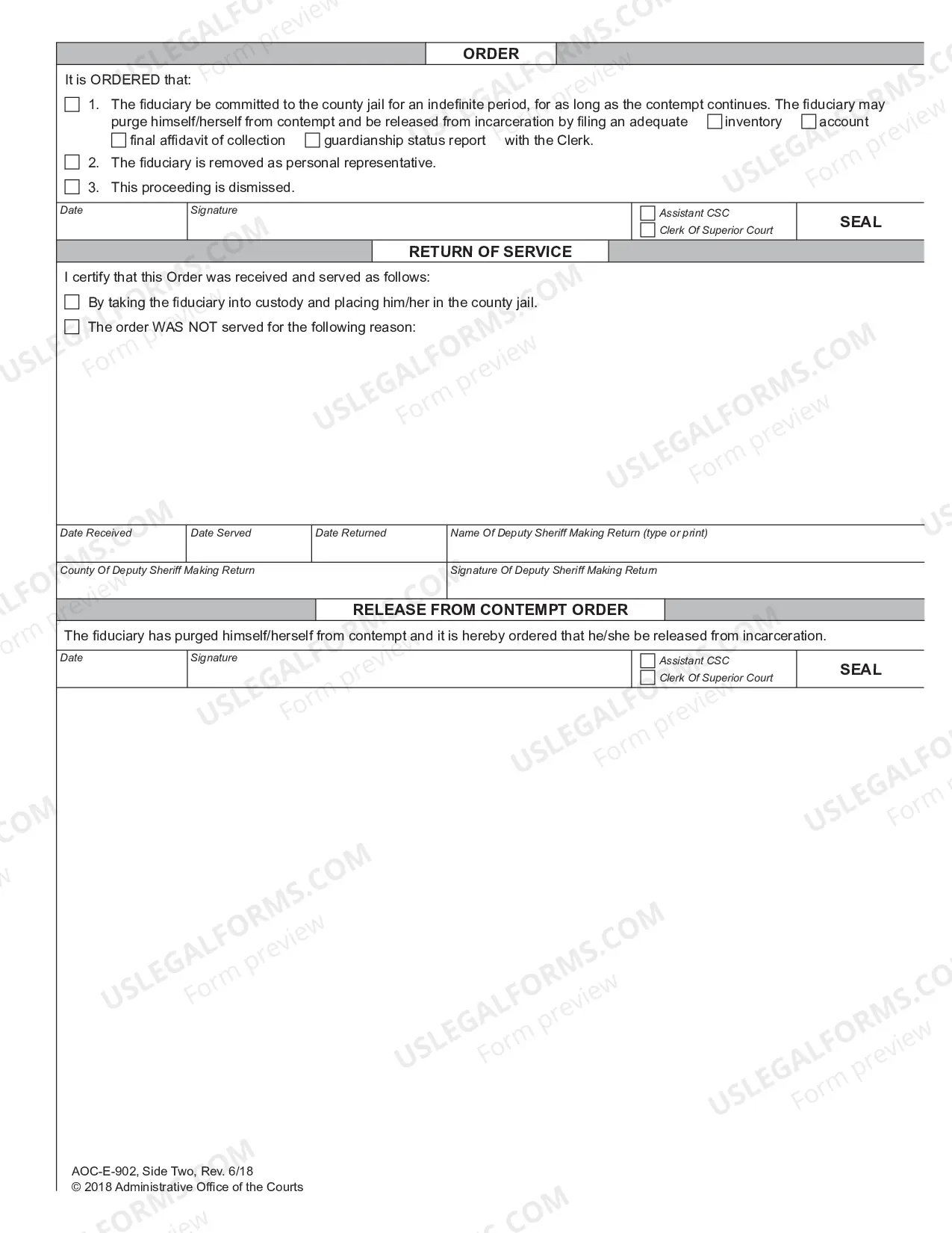 Preview Civil Contempt Order Failure to File Inventory - Account