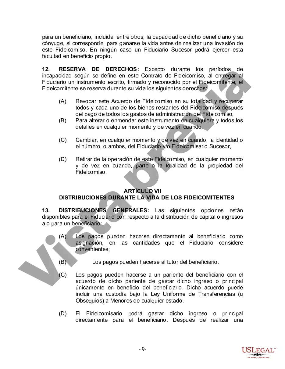 Preview Fideicomiso en vida para esposo y esposa sin hijos