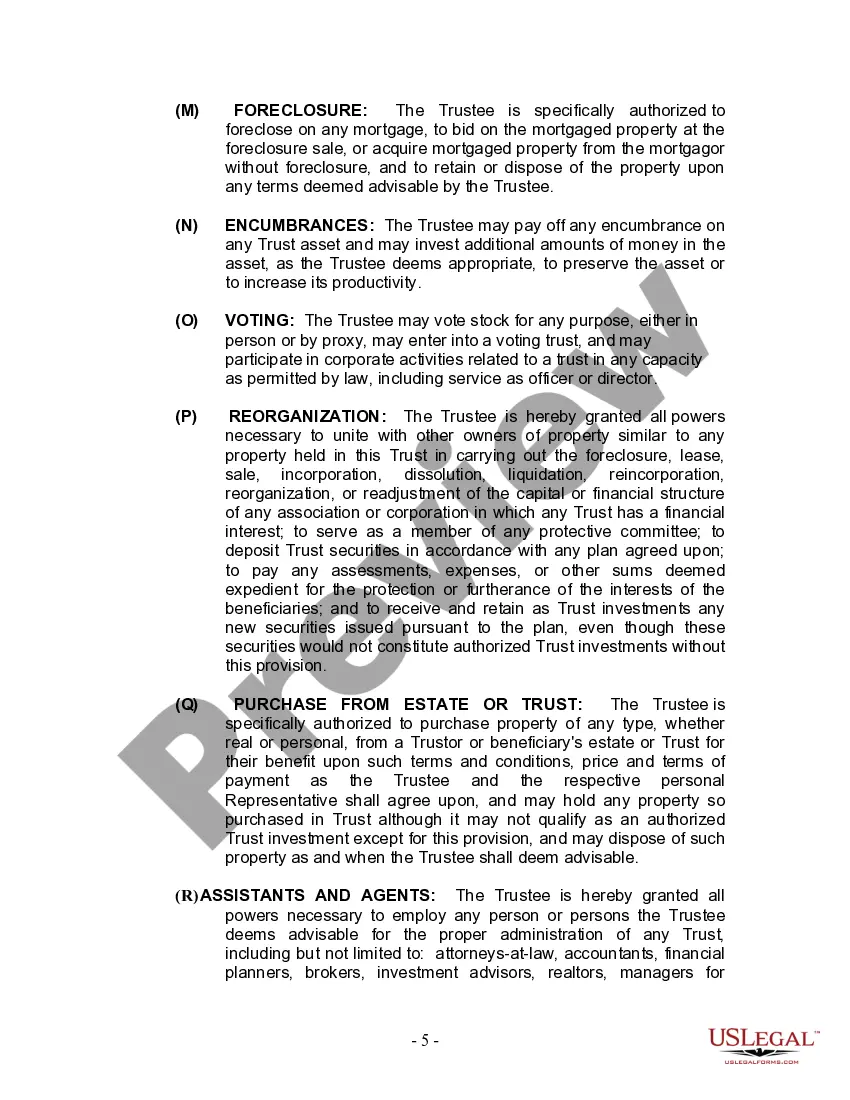 Preview Living Trust for Individual Who is Single, Divorced or Widow or Widower with No Children