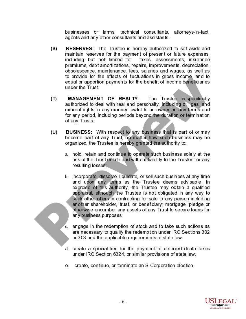 Preview Living Trust for Individual Who is Single, Divorced or Widow or Widower with No Children