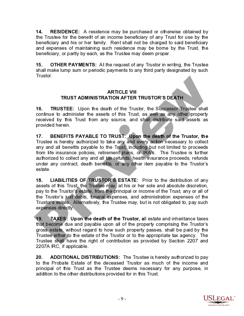 Get Living Trust for Husband and Wife with Minor and or Adult Children Preview Living Trust for Husband and Wife with Minor and or Adult Children