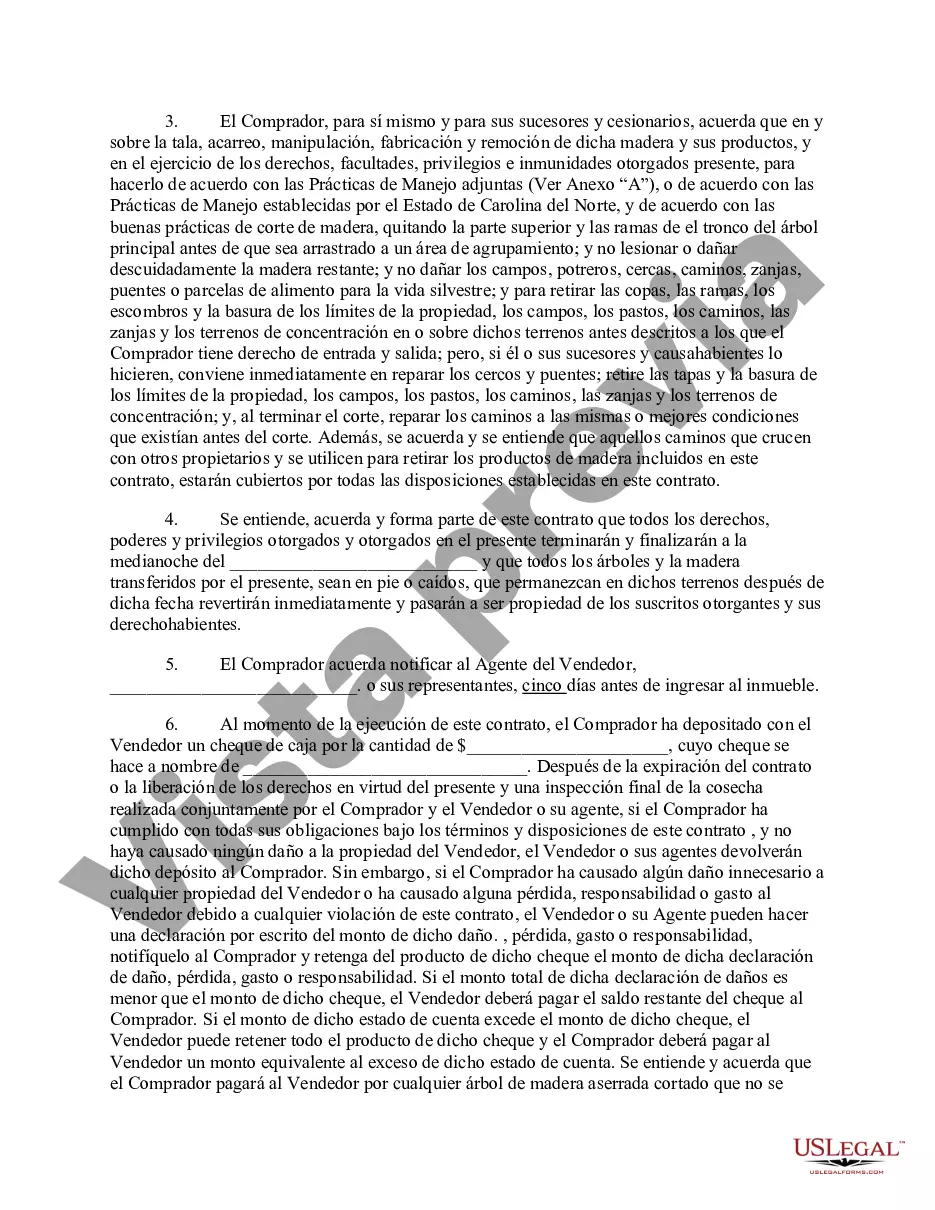Preview Contrato de venta de madera de Carolina del Norte