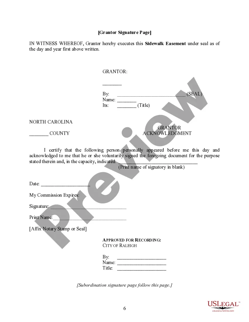 Preview Deed of Easement for Sidewalk Purposes