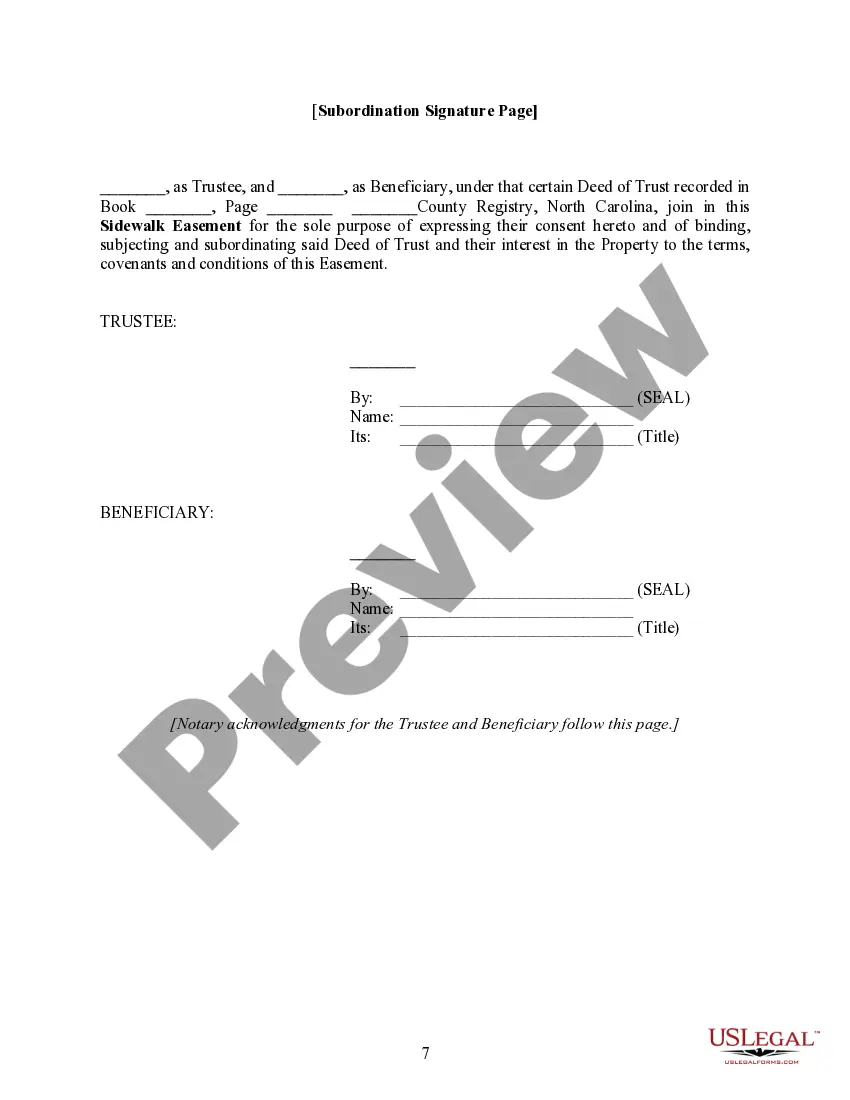 Preview Deed of Easement for Sidewalk Purposes